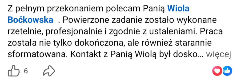 Opinia klienta Student Support dotycząca dokończenia pracy, starannego formatowania i realizacji zgodnie z ustaleniami.