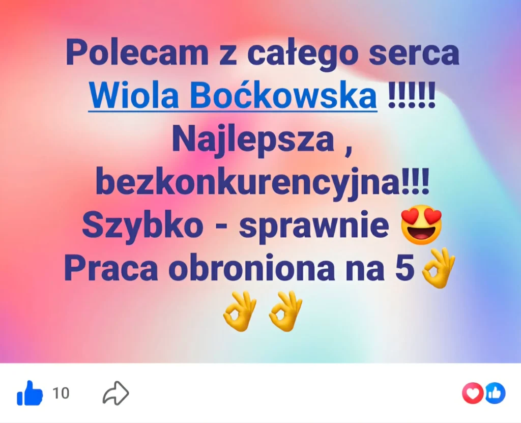Opinia klienta Student Support dotycząca szybkiej i sprawnej pomocy przy pracy zakończonej obroną na ocenę 5.