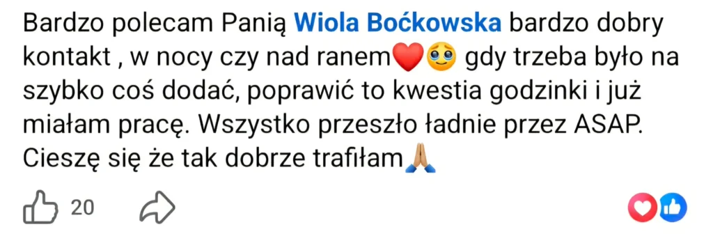 Opinia klienta Student Support dotycząca szybkiej korekty pracy, dobrego kontaktu i sprawnego wprowadzania poprawek.