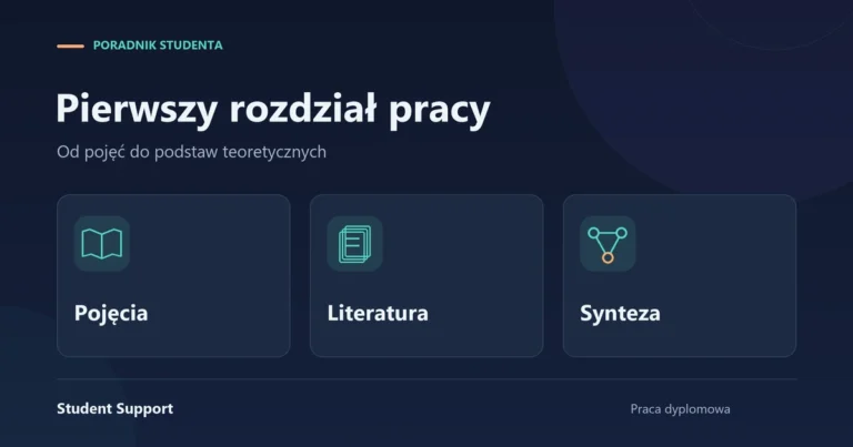 Pojęcia, literatura i synteza jako elementy pierwszego rozdziału teoretycznego.