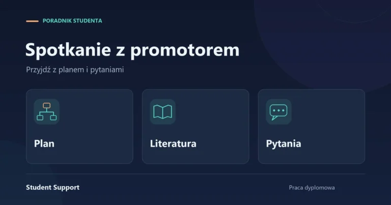 Plan pracy, literatura i pytania do przygotowania przed spotkaniem z promotorem.